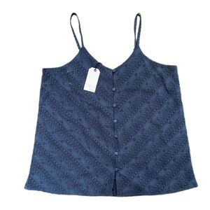 NEW! Cotton Bleu Eyelet Navy Tank - XL